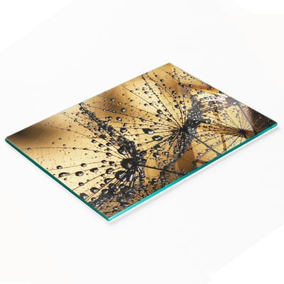 Glazen snijplank met decoratieve paardenbloemmotief, 80x52 cm