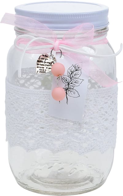 Glazen pot met deksel en punt Ø10cm H17cm