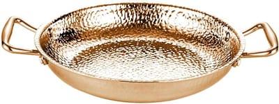 Spaanse Paella Pan - Zeevruchten Kookpan - Authentiek Koken - Handgehamerd Roestvrij Staal - 26 cm - Roségoud