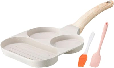 Eierpan - Pannenkoekenpan Kookgerei - Ontbijt Bereiden - Drie Kookzones - 19 cm - Zwart