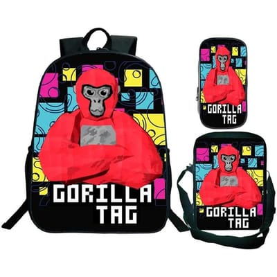 Game Gorilla Tag Print Rugzak met Schoudertas Etui Jongens Grappige Cartoon Schooltas Waterdicht Kinderen Schooltas 3-delige Set