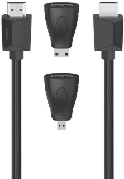 Hama High-speed HDMI™-kabel Ultra-HD 4K Ethernet 1,50 M + 2 HDMI™-adapter