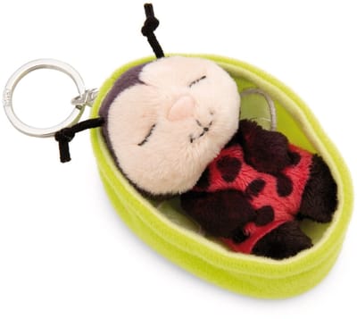 Nici sleutelhanger lieveheersbeestje Sleeping Pets 8cm groen mandje speelgoed.