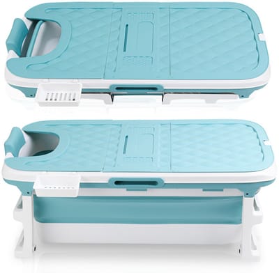 Opvouwbaar- Bad-Badkuip volwassenen - 132cm-Blauw - Zitbad - Inklapbaar- Ligbad voor Volwassenen & Kinderen