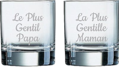 Whiskeyglas gegraveerd - 20cl - Le Plus Gentil Papa & La Plus Gentille Maman