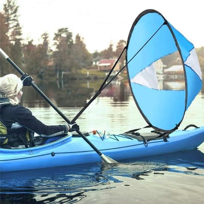 Kajak Wind Zeil - Draagbaar Boot Zeil - Watersport Navigatie - Ingebouwd Venster - 108x108cm - Blauw