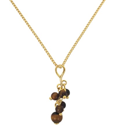 ARLIZI 2296 Ketting tijgeroog kralen hanger - verguld - 42-46 cm