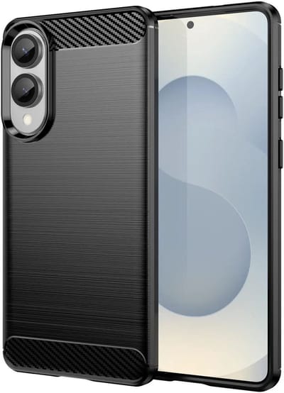 Geborsteld TPU Hoesje Geschikt voor Samsung Galaxy S25 Edge | Beschermhoes | Back Cover | Flexibel TPU | Stijlvol Carbon | Dun | Zwart