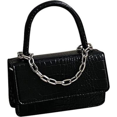 Lente Nieuwe Retro Krokodillenpatroon Ketting Crossbody Tas Persoonlijkheid Minimalistische Stijl Handgedragen Enkele Schouder Flap Kleine Vierkante Tas voor Dames black