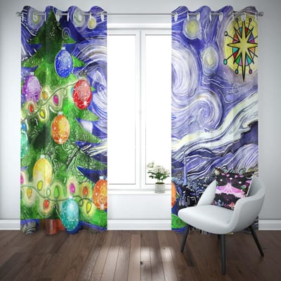 Kerstgordijnen voor Woonkamer Gordijn voor Woonkamer Slaapkamer Esthetische Decoratie Sneeuwvlok Overgordijnen 2 panelen Huisdecoratie W60H60(CM)x2PCS&HOOK white
