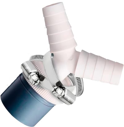 Famanu – Dubbele Aansluiting voor Wasmachine- en Vaatwasserafvoer met Inlaat Ø 18-24 mm en Uitlaat Ø 40 mm Met 2 Stuks Set Klemmen Ø 20-32 mm Dubbele Y-connector voor Slang 5 Jaar Garantie