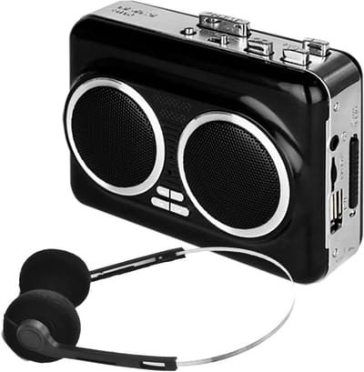 Cassette Speler - Muziekspeler - Muziek Luisteren - Dubbele Luidsprekers - 23 cm - Zwart