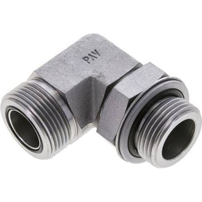 UN 1-7/16''-12 x G 1'' Buitendraad Verzinkt Stalen L-Fitting 90graden ORFS 315 Bar - Hydrauliek - FL2E-M-EZE-107U-100G-O