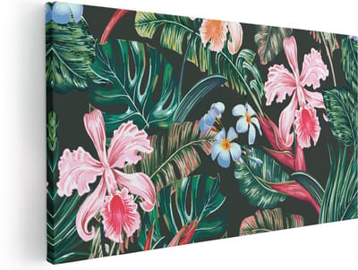 Artaza Canvas Schilderij Orchideeën - 40x20 cm - Klein - Wanddecoratie Bloemen - Muurdecoratie Botanisch - Schilderijen Op Canvas Tropisch