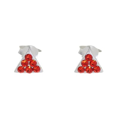 Behave - Oorbellen - 925 Sterling Zilveren Kleine Driehoekige Oorstekers - Rode Kristal steentjes