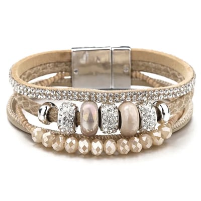Sorprese armband - Pearl - armband dames - leer - wikkelarmband - parel - cadeau - Model S - Cadeau