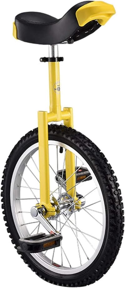 Eenwieler voor Volwassenen - Balansfiets Oefenfiets - Outdoor Sport Fitness - Antislip Mountainbanden - 18 Inch Wiel - Geel