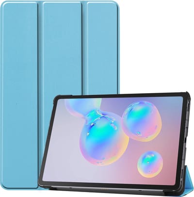 Hoes - Geschikt voor Samsung Galaxy Tab S6 Lite - Dun & Stevig - Trifold Bookcase - Hard Cover - Hardcover Book Case - Tablet Hoesje - Lichtblauw