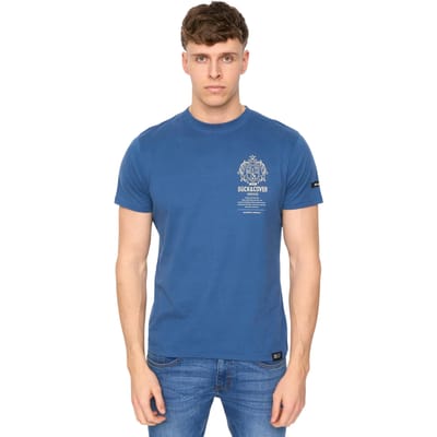 Duck and Cover Heren Stoneham Geborsteld Katoenen T-Shirt (Blauw)