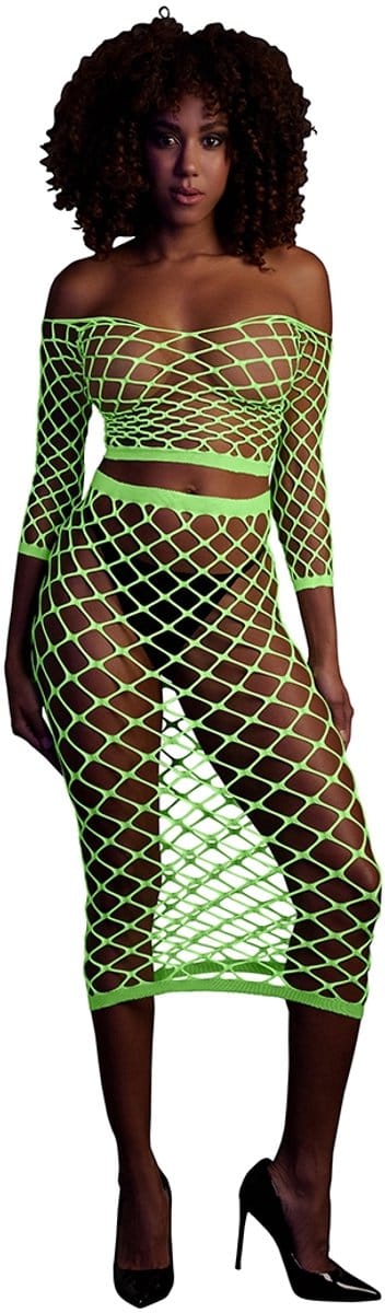 Shots - Ouch! OU834GLOOS - Long Sleeve Crop Top and Long Skirt - Green - XS/XL