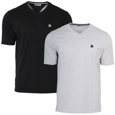 2-Pack Donnay - T-shirt (Berno) - Sportshirt - V-hals shirt - Heren - Black/Light Grey (635) - maat S