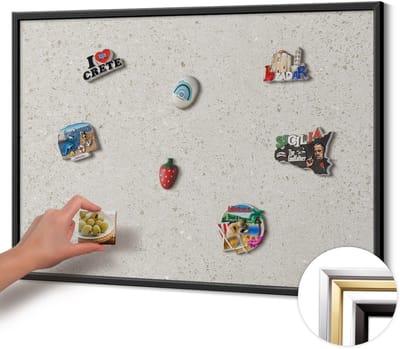 Wallfluent - Romig Magneetbord in Stijlvolle Kleuren - 100 cm x 70 cm - Magneetbord met Zwarte Frame - Licht steengoed - Magnetisch Bord Rechthoekig - Magneetbord met Effen Frame - Magnetisch Bord voor aan de Wand