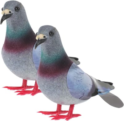 Set van 2 realistische decoratieve duiven – hoogwaardige kunststof figuren in grijs (12 x 10 x 5 cm) voor tuin, balkon en binnendecoratie, duif vogel, knuffeldier