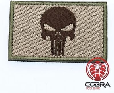 Geborduurd Punisher's embleem Groen Bruin met klittenband
