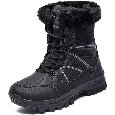 Dames Hoge Top Plus Fluweel Sneeuwschoenen Grote Maat Winter Fleece-Gevoerd Verdikt Buiten Warm Houden Sneeuwschoenen Mode Katoenen Schoenen 41 zwart