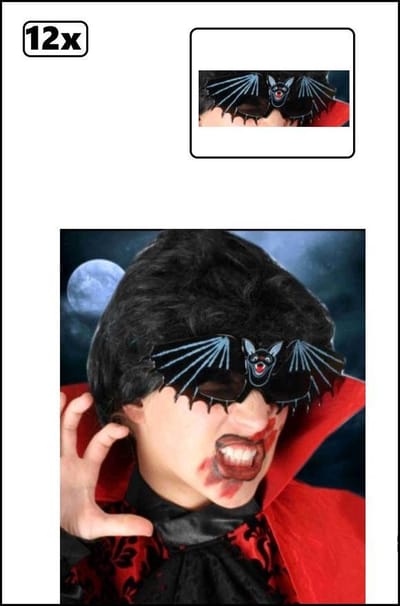 12x Bril vleermuis - griezel horror halloween zwart vleermuizen thema feest carnaval