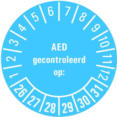 AED gecontroleerd op keuringssticker 26-31 - vel 20 mm - 36 per kaart