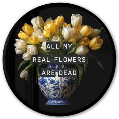 Poster in lijst Rond - Fotolijst 40x40 cm - Posters - Quotes - Bloem - Tulp - Geel - Ronde posterlijst zwart - Decoratie - Wanddecoratie woonkamer - Muurdecoratie slaapkamer