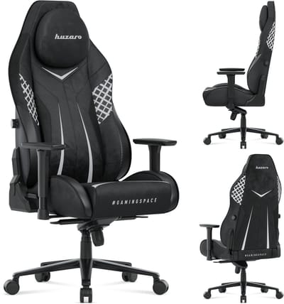 Huzaro Force 8.3 - gamingstoel - ergonomisch - suède - geïntegreerde hoofdsteun MET MAGNEET - UltraGravity-mechanisme - zwart