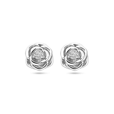 Zilver Gerhodineerd Oorknoppen Roos Zirkonia 1338924