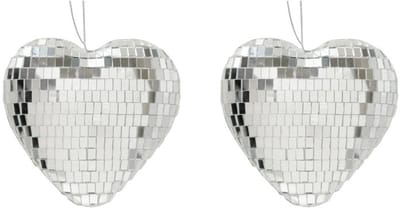 Boltze - Set van 2 - Hangers - Hart - Discobaleffect - Spiegel - Decohangers