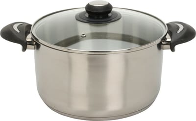 Excellent Houseware Kookpan met deksel - RVS/glas - 5.4L - D24 x H13.5 cm - alle warmtebronnen