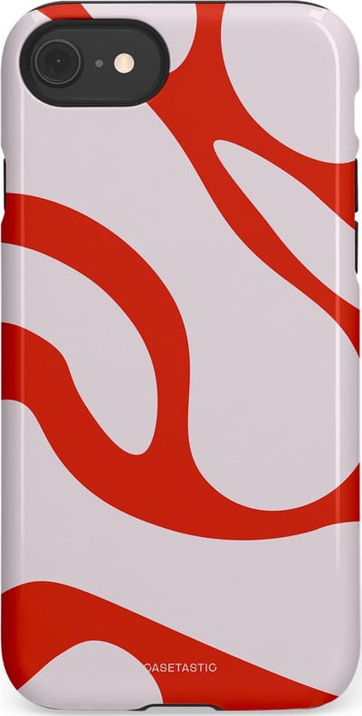 Casetastic hoesje geschikt voor Apple iPhone SE / Apple iPhone 7 / Apple iPhone 8 - Dubbellaagse bescherming - Oranje Witte Pebbel Stenen - Fashion Case - Lichtgrijs Rood