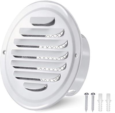 Dailygoods- Ventilatierooster 100 mm - Roestvrij Staal - Afzuigventiel - Ventilatierooster Wit - Ronde Ventilatieopening - Duurzaam en Esthetisch