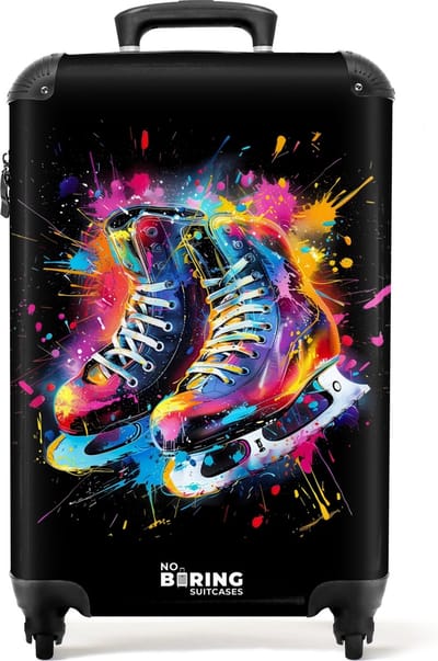 NoBoringSuitcases.com® - Handbagage koffer lichtgewicht - Reiskoffer trolley - Schaatsen met kleurrijke graffiti - Rolkoffer met wieltjes - Past binnen 55x40x20 en 55x35x25