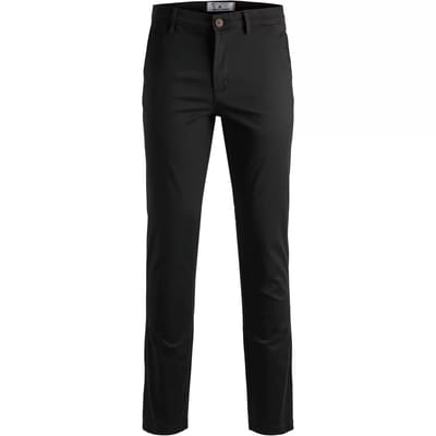 Jack & Jones zwarte heren broek   Slim Fit   5-Pocket zakken   Knoop- en ritssluiting   Regular waist Zwart 34/36