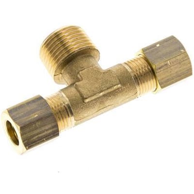 R 3/8'' Mannelijk X 8mm Messing T-Stuk Knelfitting 135 Bar DIN EN 1254-2