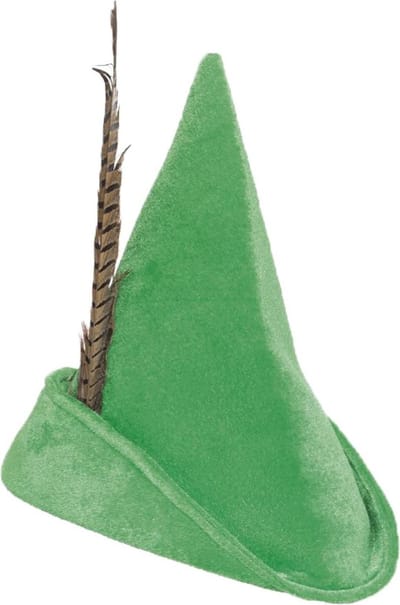 Smiffys Robin Hood hoedje - Luxe verkleedhoed met veer - Groen fluweel voor volwassenen