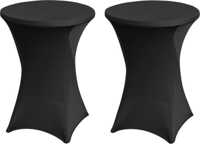 BRASQ Statafelrok Zwart - ∅80-74 x110 cm - Set van 2 - Statafelhoes - Stretch Rok - Tafelrok voor statafel