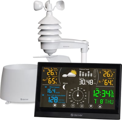 Denver Weerstation Binnen en Buiten - 8 in 1 - Draadloze Buitensensor - Weersvoorspelling - Wind & Regen - Radiogestuurd - WS650