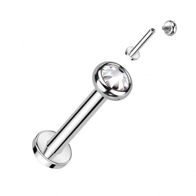 Piercing titanium flat bezel intern schroefdraad 1.2x8x3 - zilver - LMPiercings