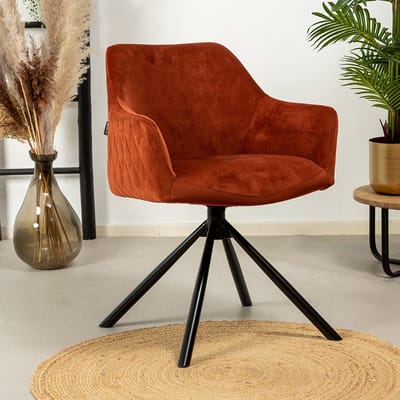 Bronx71® Velvet eetkamerstoel Furtado draaibaar koper - stoel