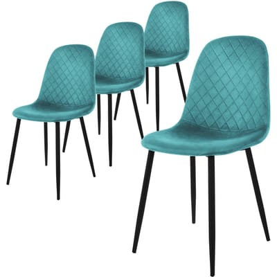Eetkamerstoel set van 4 petrol fluwelen bekleding met metalen poten incl. montagemateriaal ML-Design