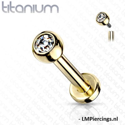 Piercing titanium studs intern schroefdraad 1.2x6x3 - goud - LMPiercings
