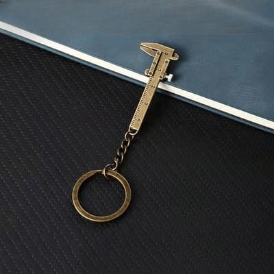 1 Nouvelle Clé de Voiture Tendance Mini Pied à Coulisse Vernier Portable 0-40mm Porte-clés Outil de Mesure Porte-clés Anneau Clé de Voiture Pied à Coulisse bronze