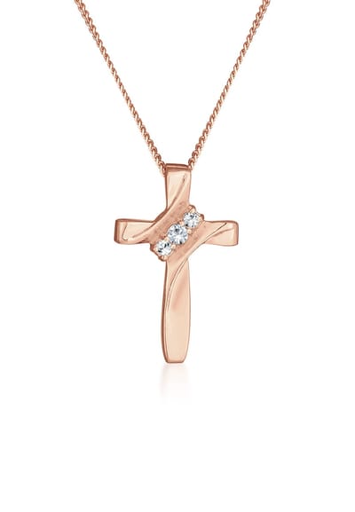 Elli - Halsketting - Dames Kruis Religie met Kristallen in 925 Sterling Zilver - Dames